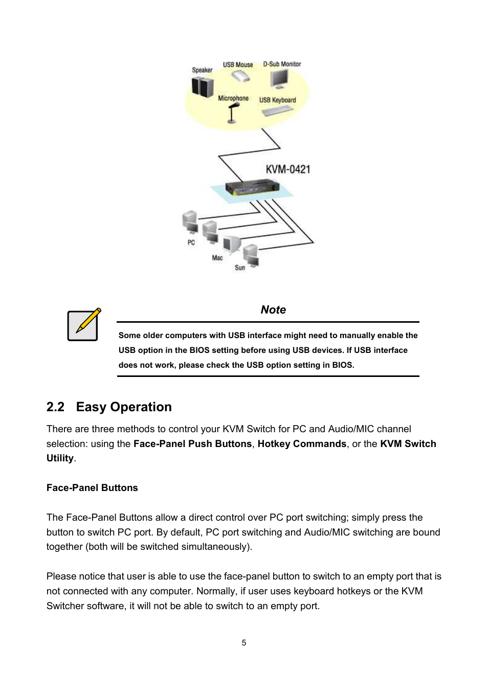 2 easy operation | LevelOne KVM-0421 User Manual | Page 8 / 15