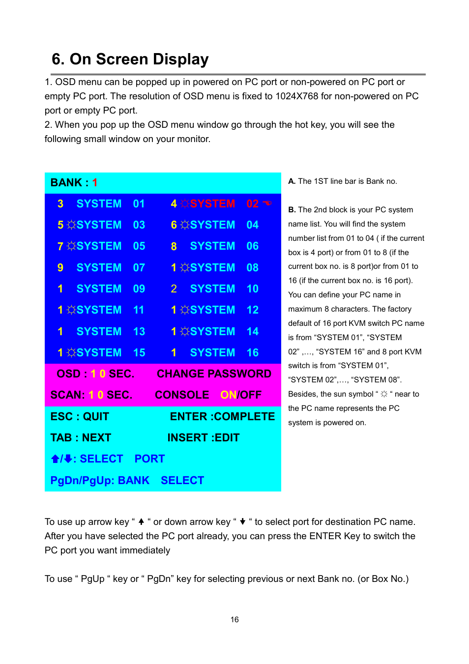 On screen display | LevelOne KVM-0811 User Manual | Page 19 / 22