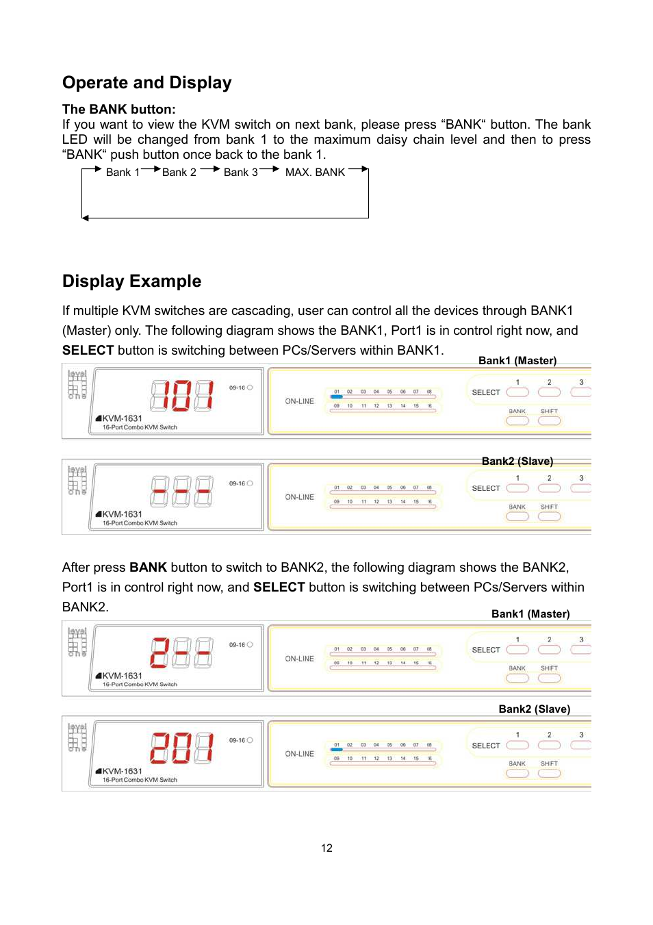 Operate and display, Display example | LevelOne KVM-0831 User Manual | Page 17 / 31