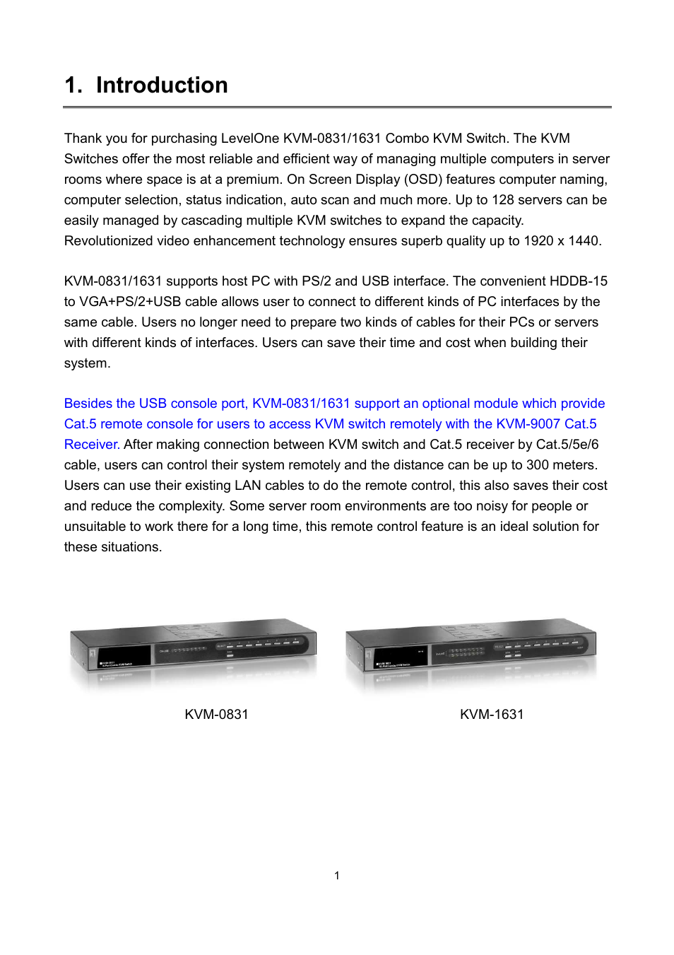 Introduction | LevelOne KVM-0831 User Manual | Page 6 / 31