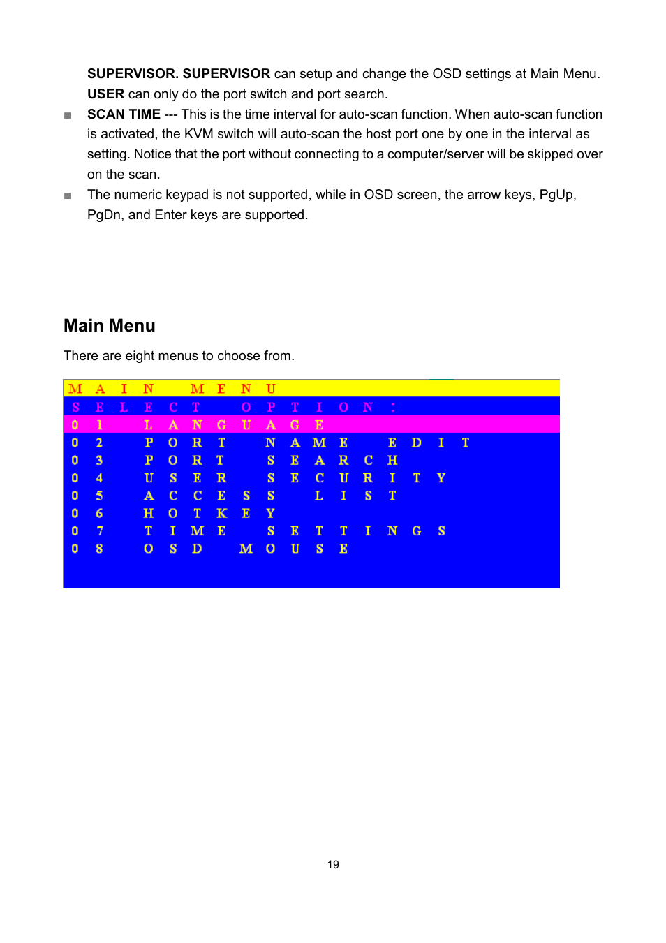 Main menu | LevelOne KVM-1631 User Manual | Page 24 / 62