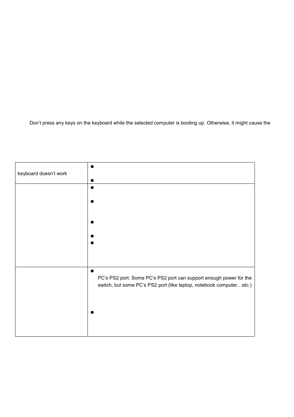 Appendix-1 notes on 3-in-1 lcd drawer, Trouble shooting | LevelOne KVM-8901 User Manual | Page 22 / 22