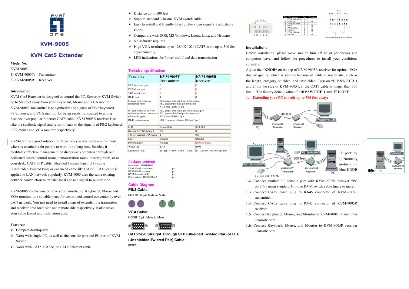 LevelOne KVM-9005 User Manual | Page 3 / 4