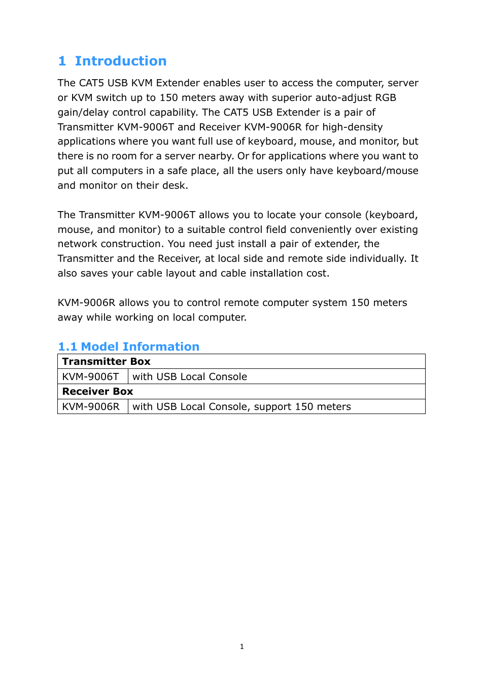 1 introduction, Odel, Nformation | LevelOne KVM-9006 User Manual | Page 3 / 17