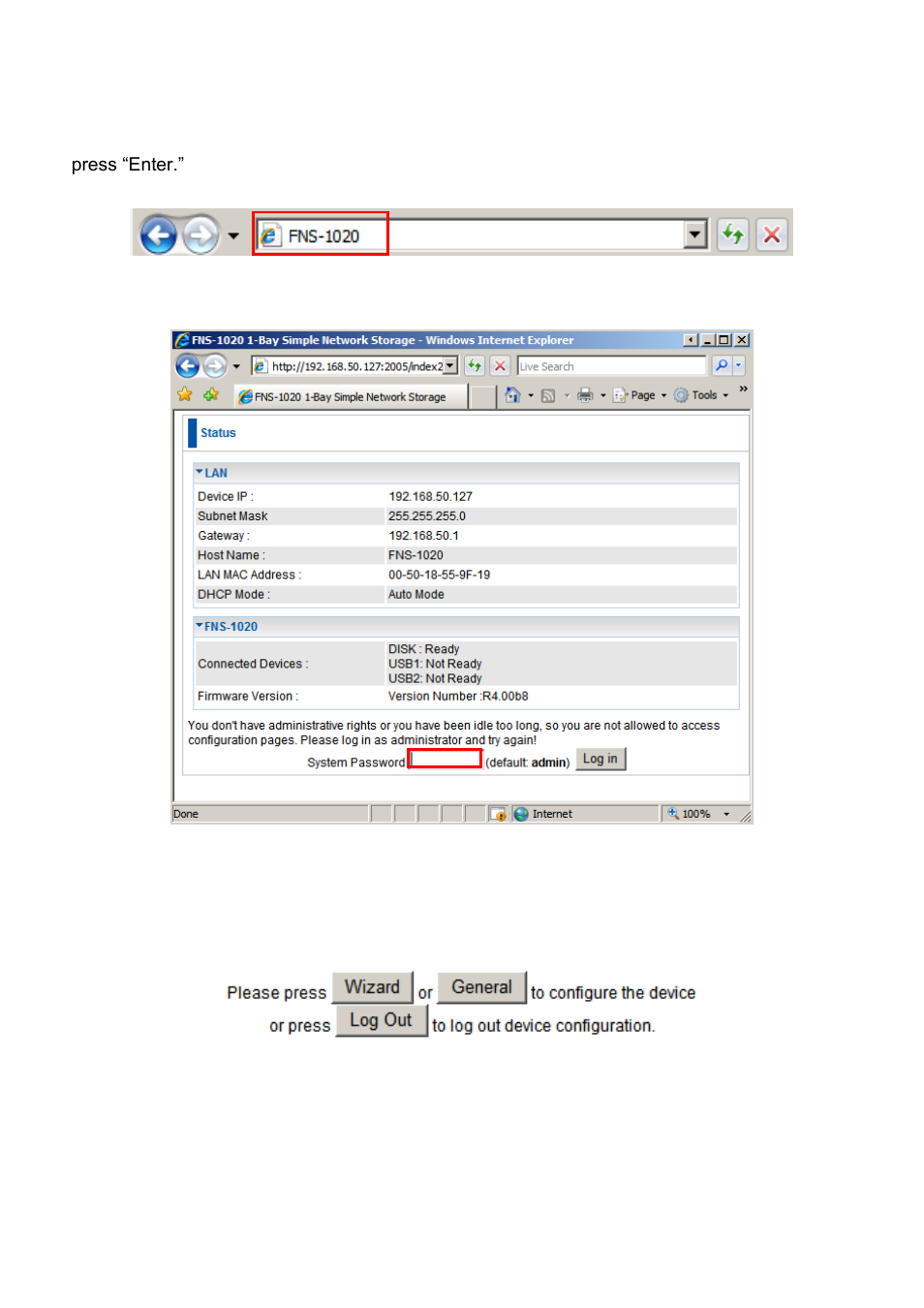 Web browser method, Configuration modes | LevelOne FNS-1020 User Manual | Page 15 / 49