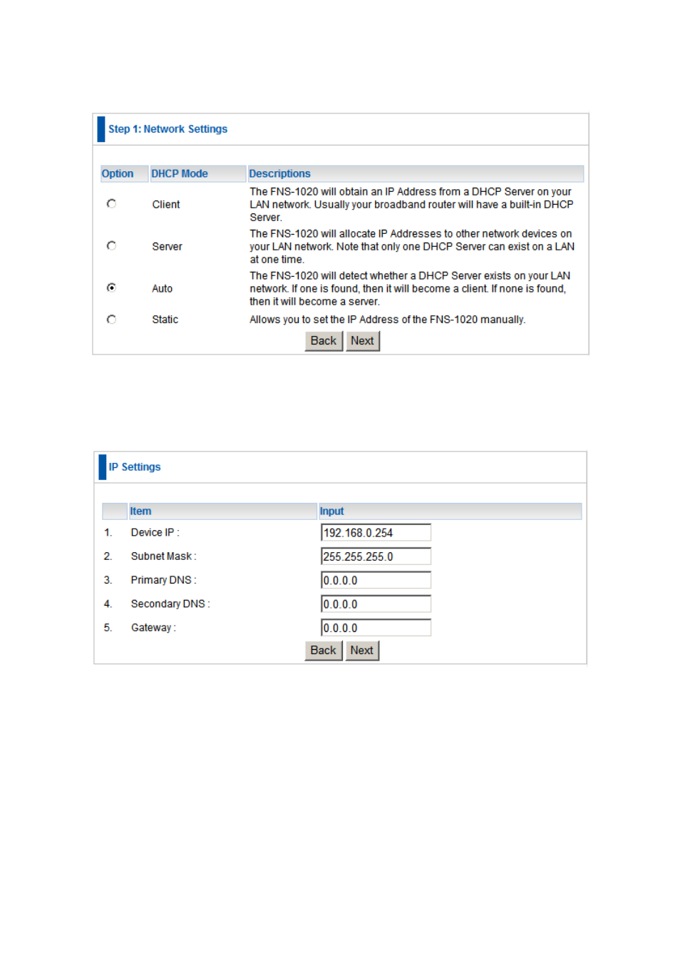Step 1 | LevelOne FNS-1020 User Manual | Page 17 / 49