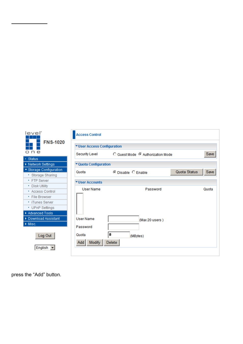 LevelOne FNS-1020 User Manual | Page 27 / 49