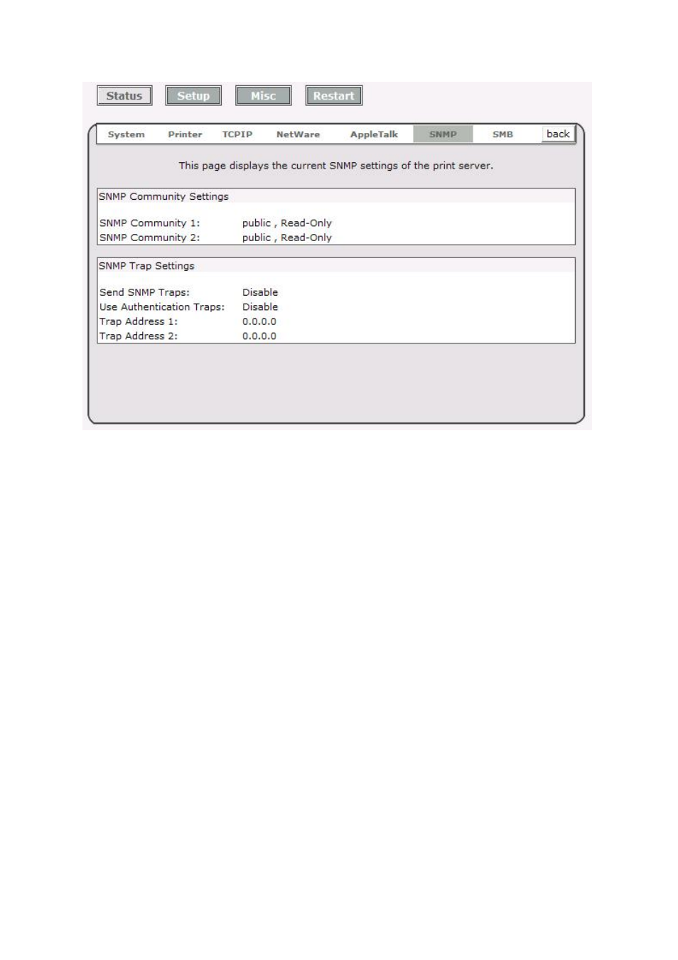 Smb status | LevelOne FPS-1032 User Manual | Page 38 / 81