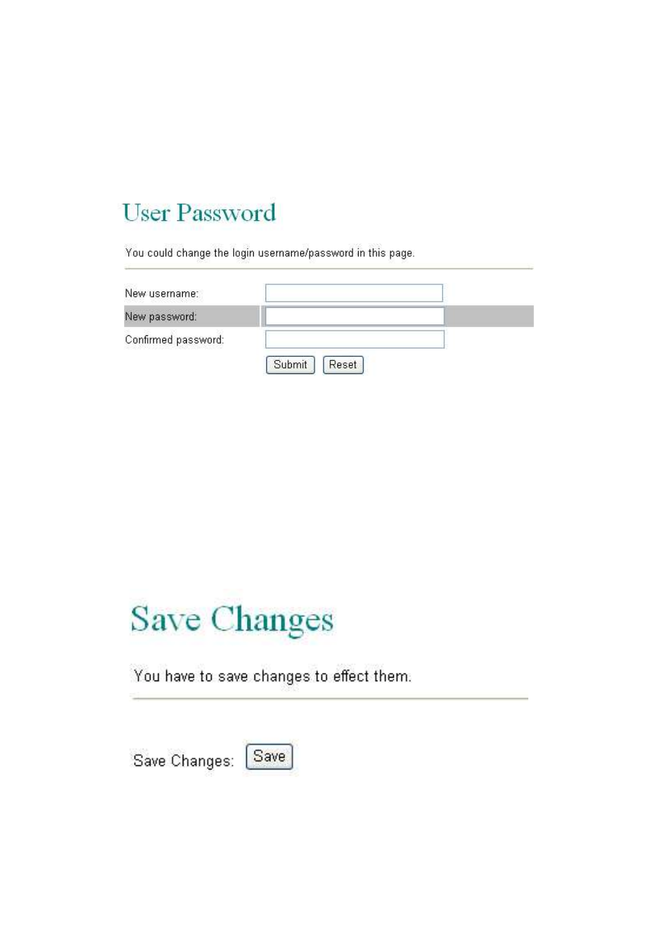 User password, Save change | LevelOne VOI-7011 User Manual | Page 76 / 110