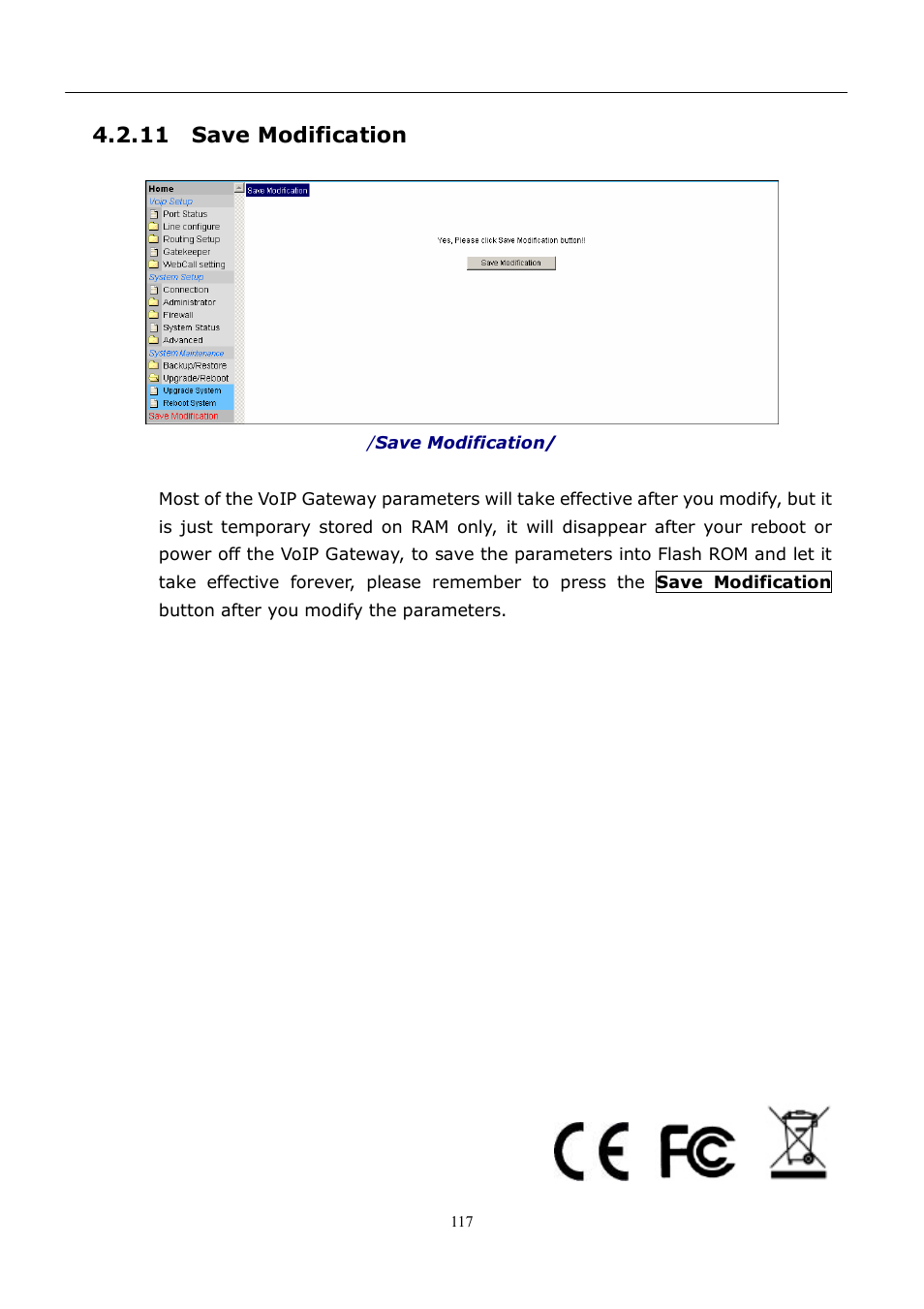 11 save modification | LevelOne VOI-8001 User Manual | Page 117 / 117