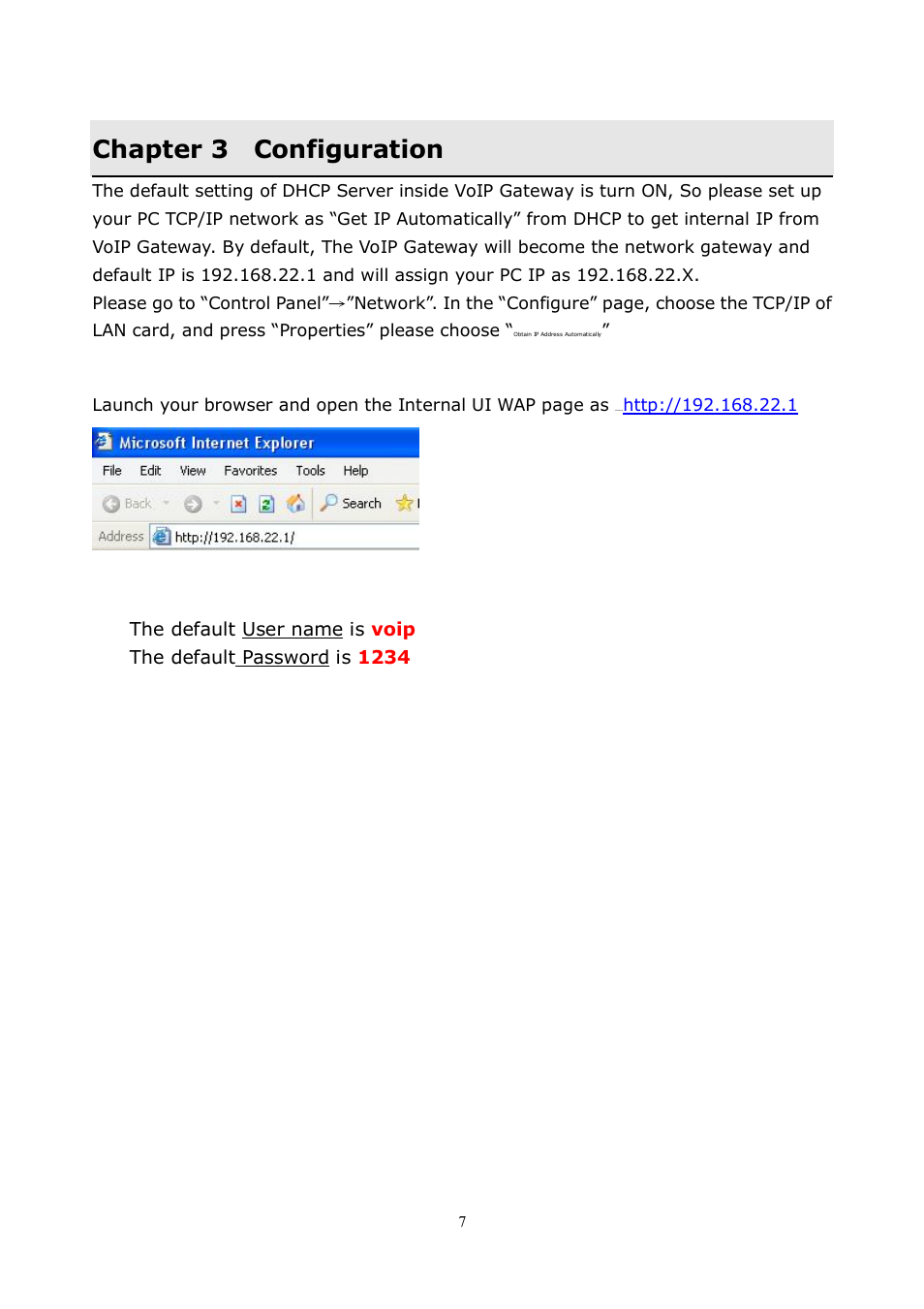 Chapter 3 configuration | LevelOne VOI-8001 User Manual | Page 7 / 117