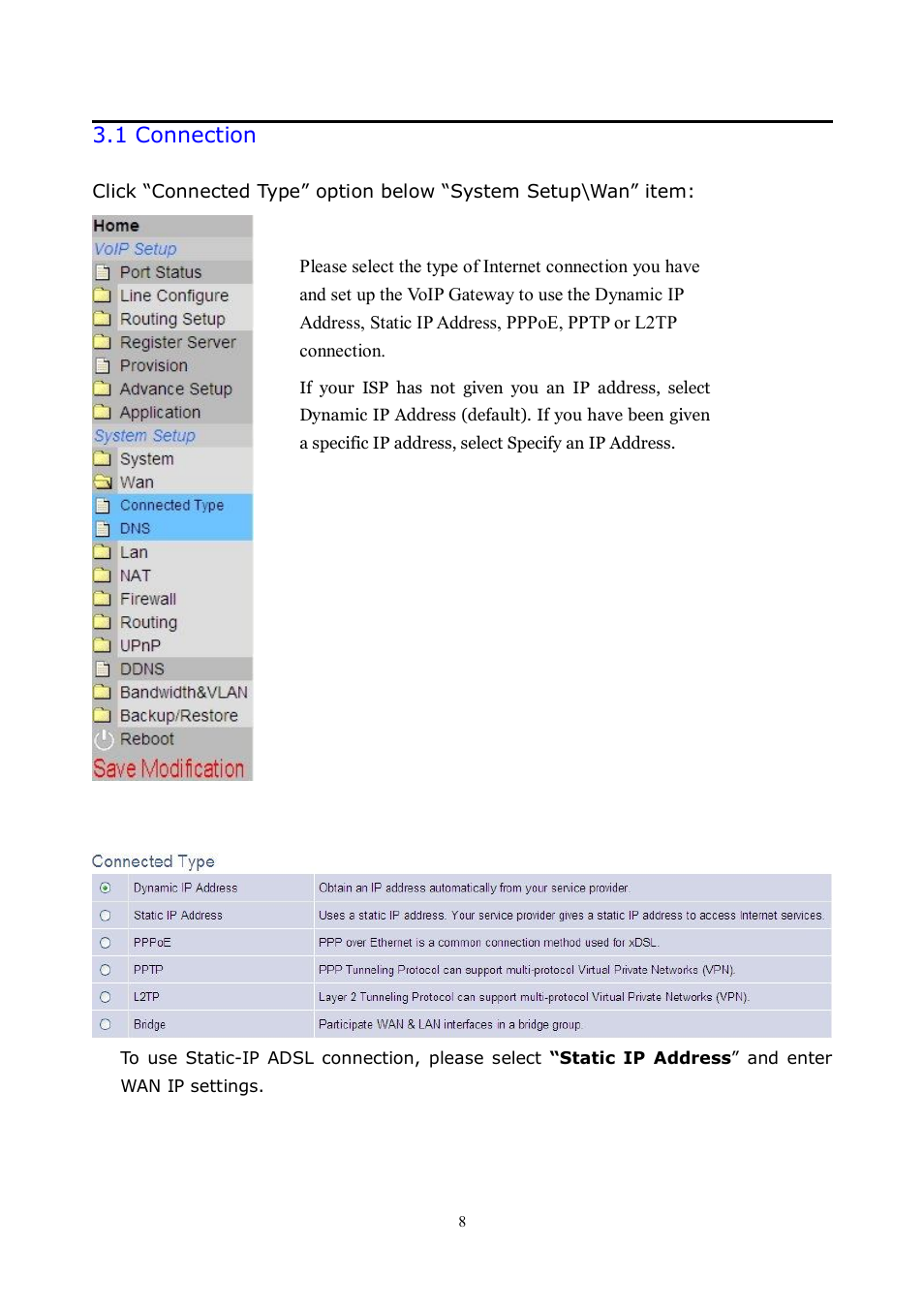 1 connection | LevelOne VOI-8001 User Manual | Page 8 / 117