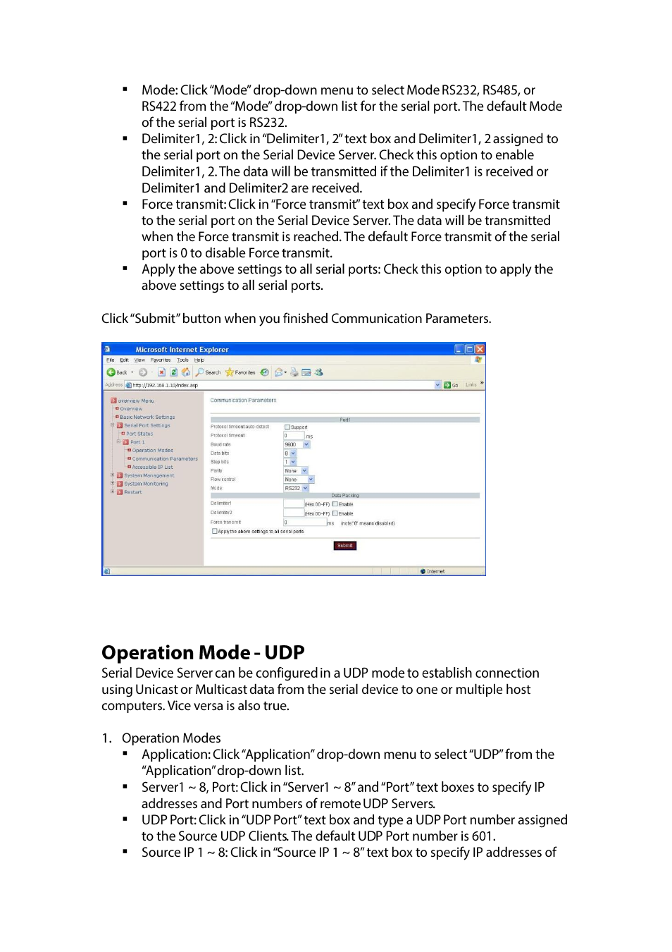 Operation mode - udp | LevelOne IED-1020 User Manual | Page 22 / 72