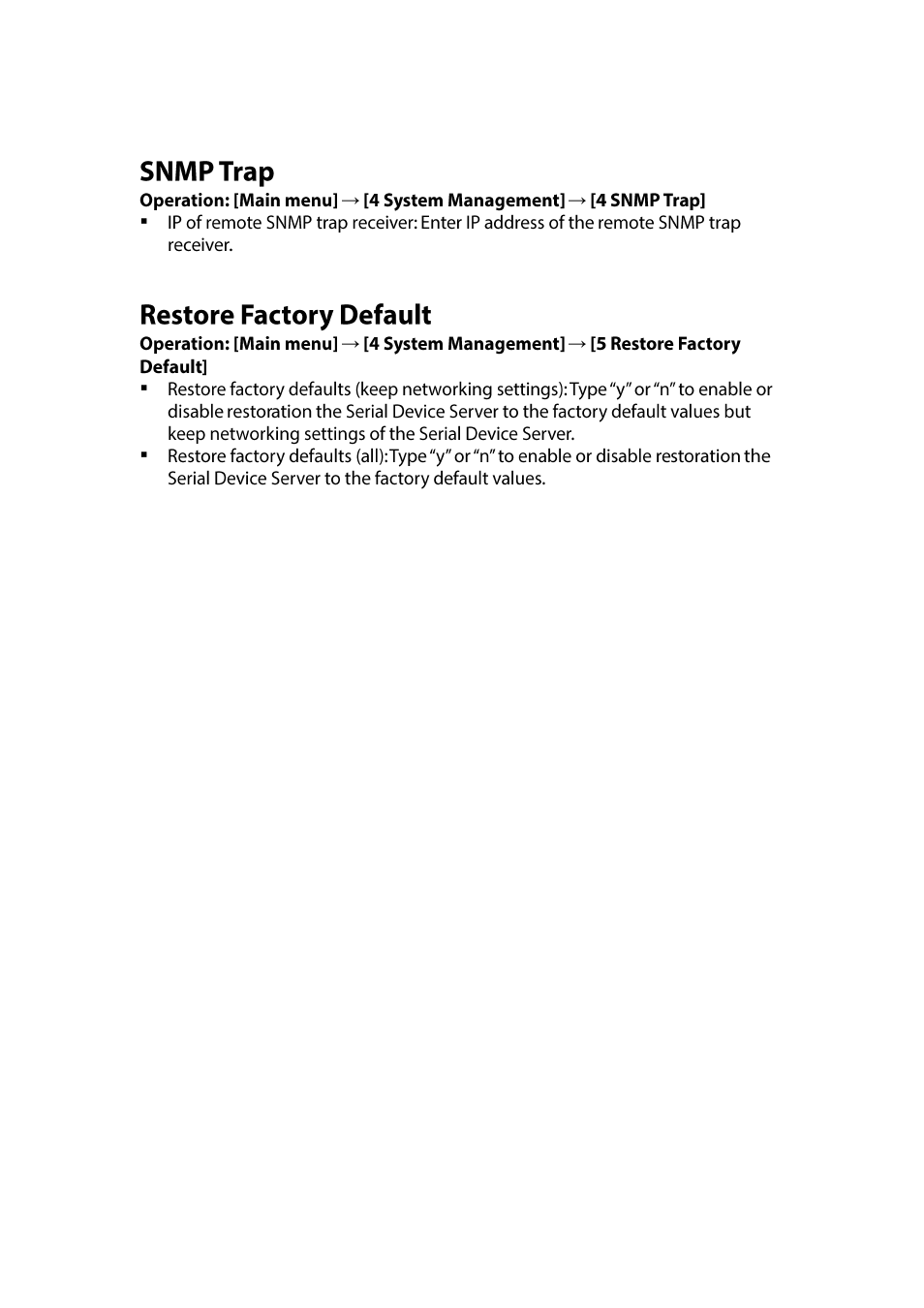 Snmp trap, Restore factory default | LevelOne IED-1020 User Manual | Page 39 / 72