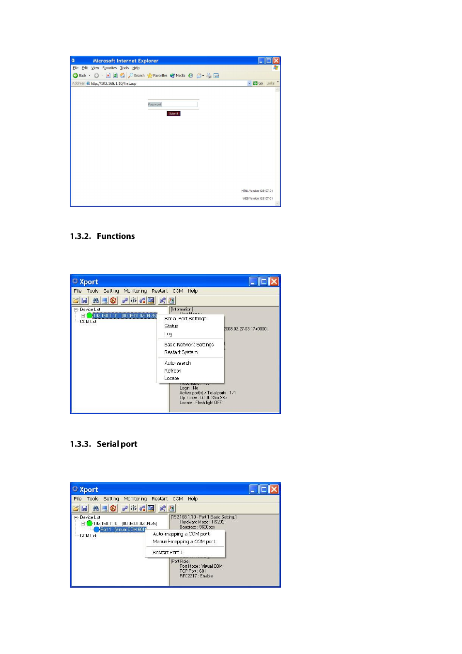 Functions, Serial port | LevelOne IED-1020 User Manual | Page 44 / 72
