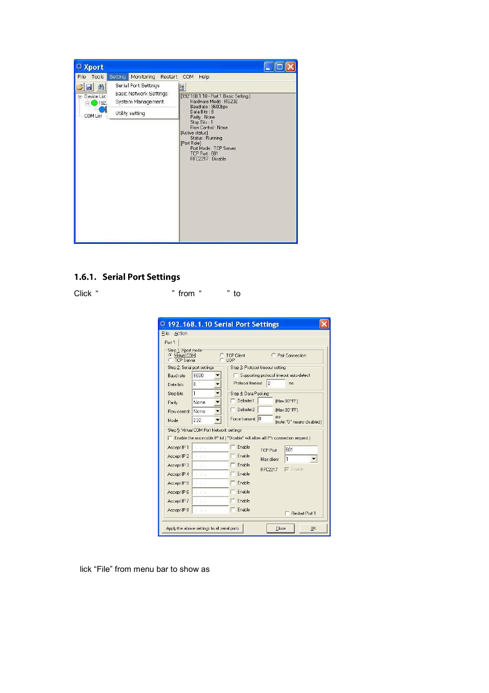Serial port settings | LevelOne IED-1020 User Manual | Page 52 / 72