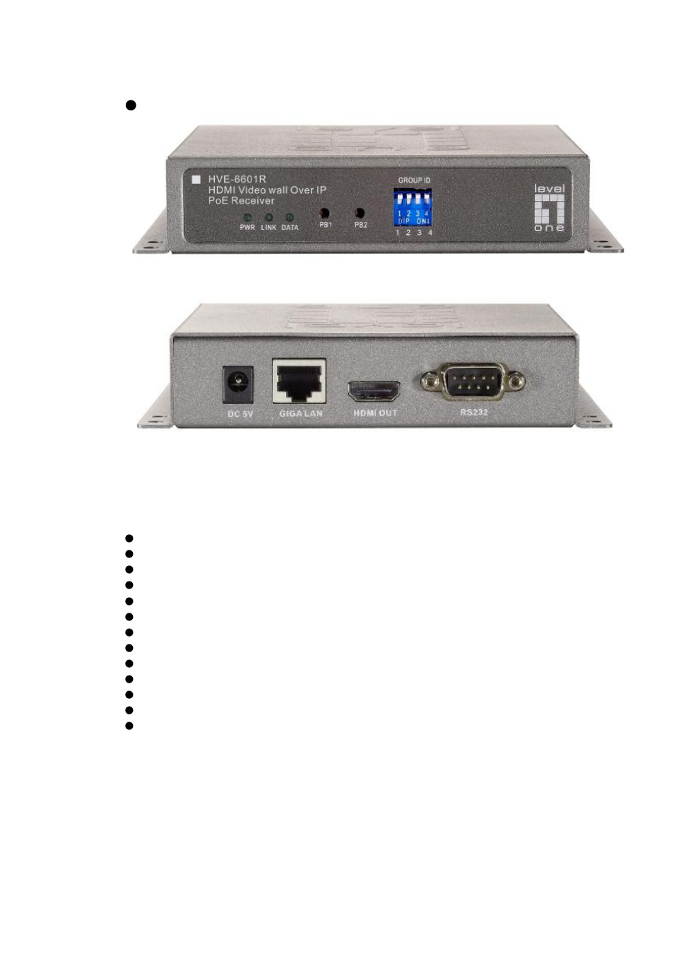 Receiver, Specifications | LevelOne HVE-6601T User Manual | Page 7 / 30