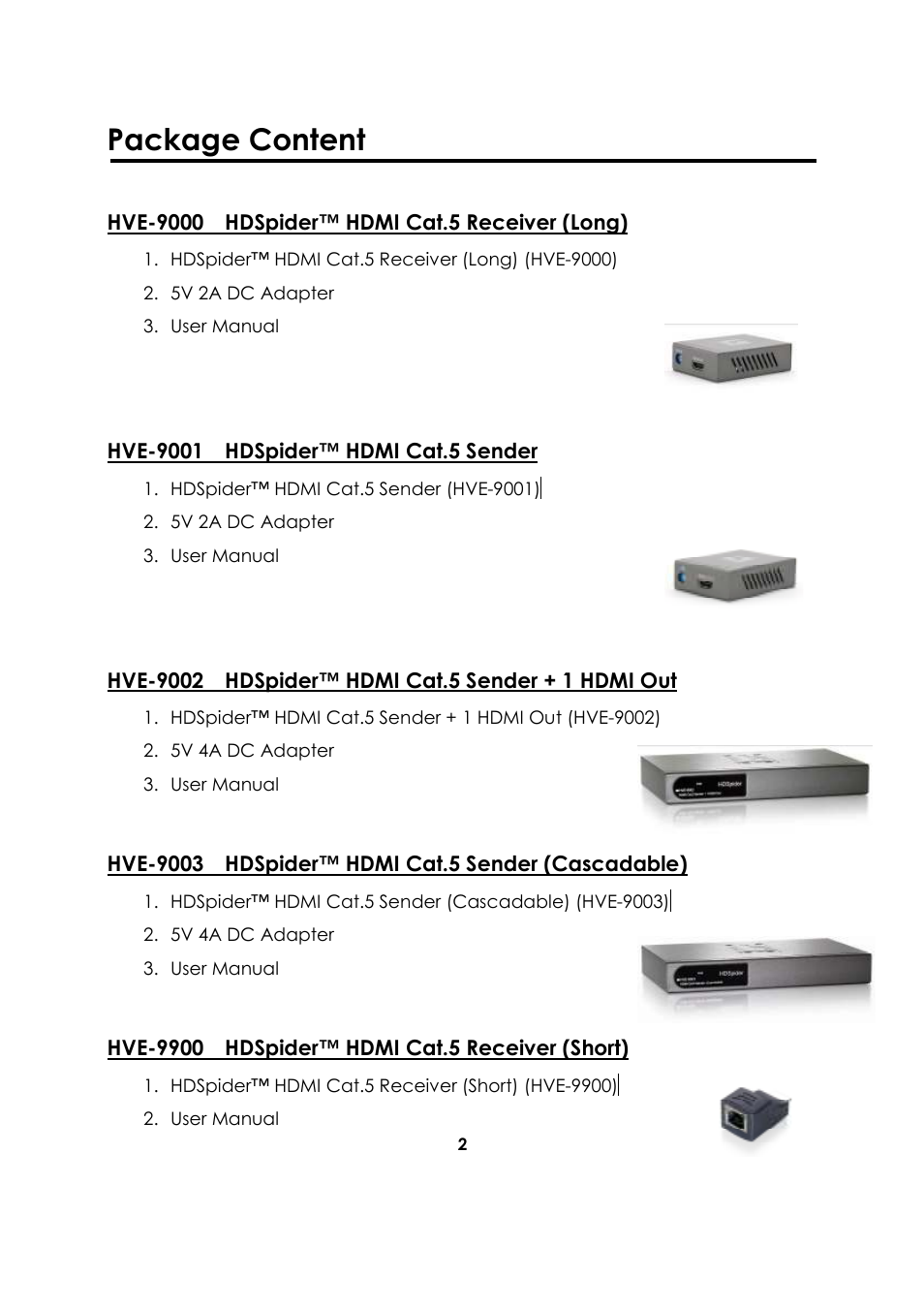 Package content, Introduction | LevelOne HVE-9001 User Manual | Page 3 / 16