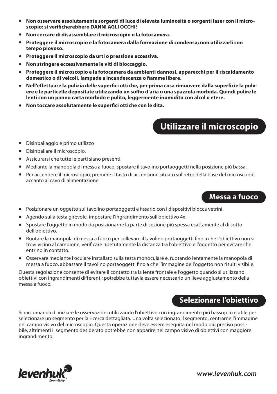 Utilizzare il microscopio | Levenhuk 3L NG Microscope User Manual | Page 23 / 41