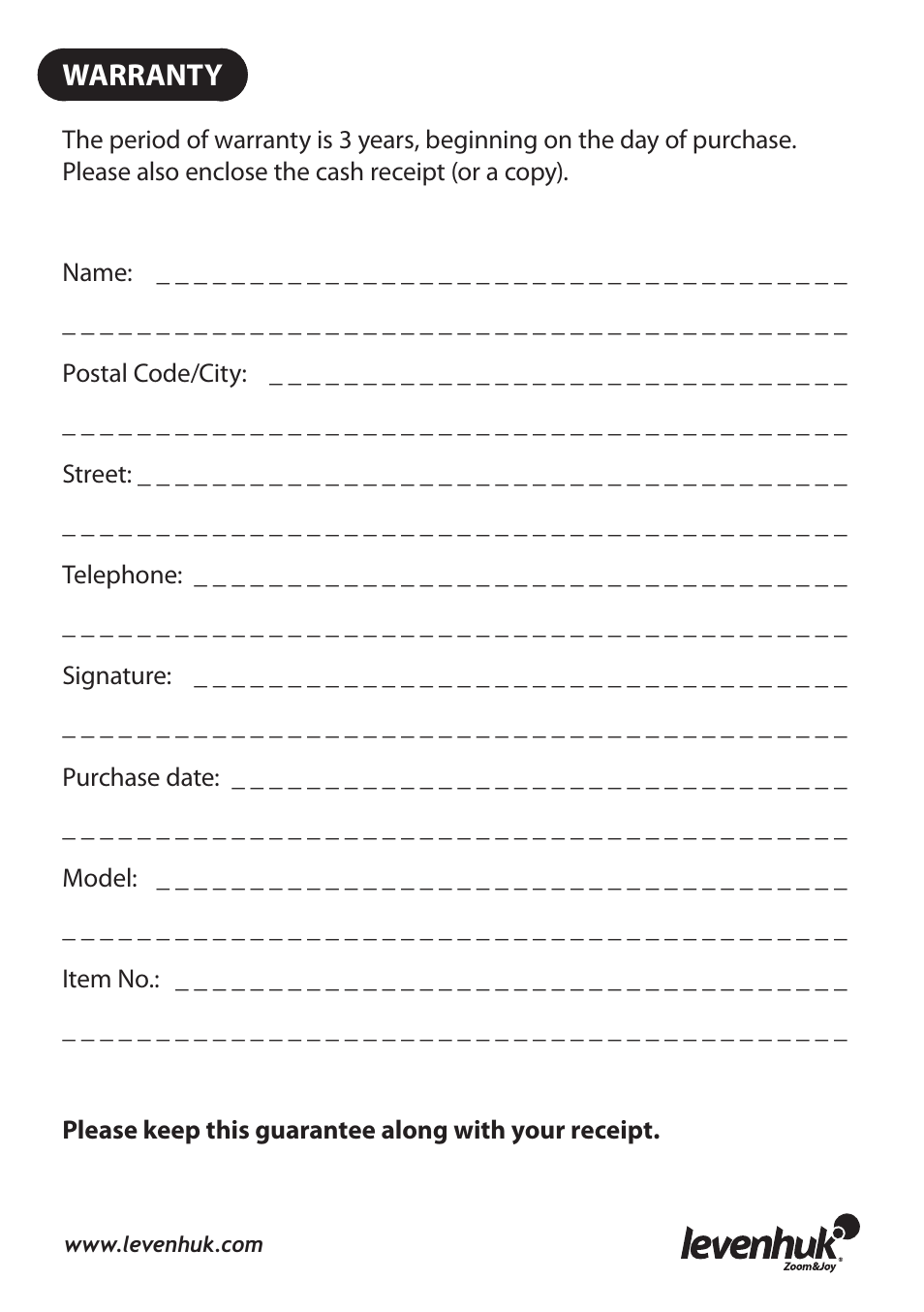 Warranty | Levenhuk 3L NG Microscope User Manual | Page 40 / 41