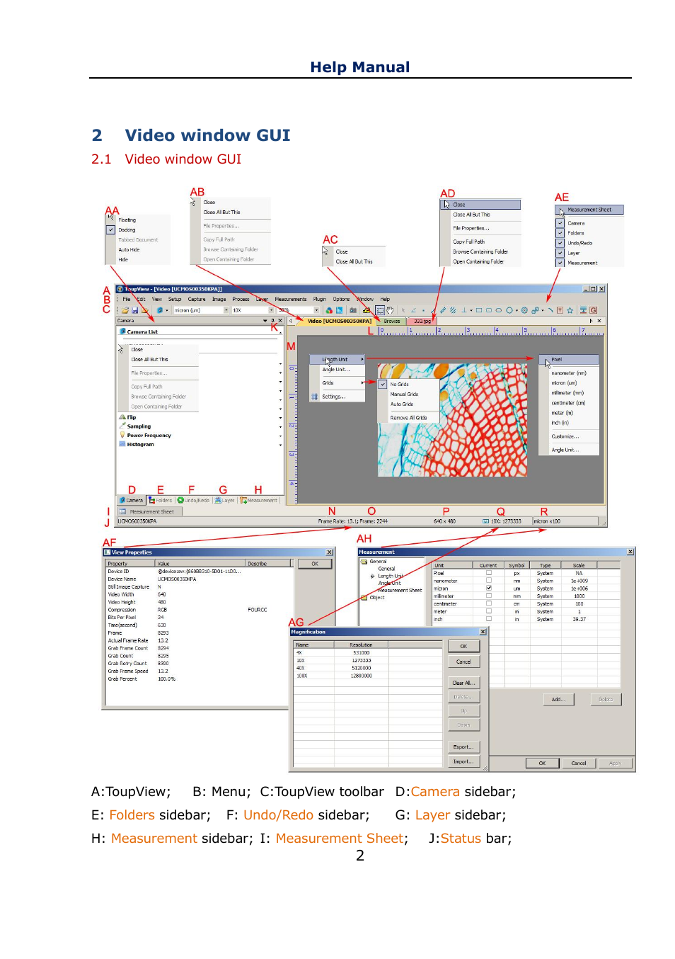 2 video window gui, 1 video window gui, Video window gui | Levenhuk C800 NG Digital Camera, USB 2.0 User Manual | Page 10 / 143