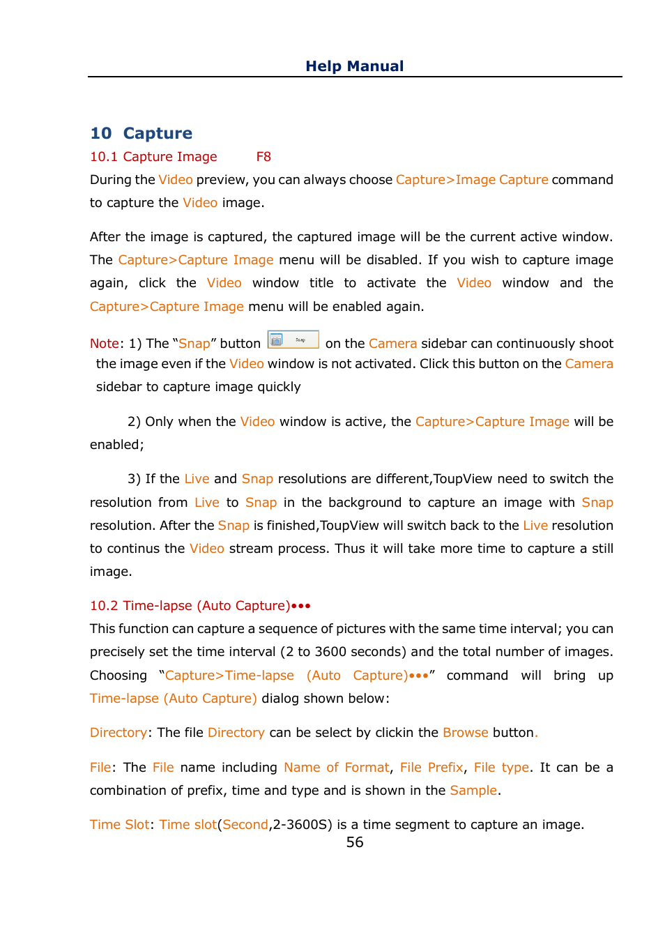 10 capture, 1 capture image f8, 2 time-lapse (auto capture) | Capture, Capture image f8, Time-lapse (auto capture) | Levenhuk C800 NG Digital Camera, USB 2.0 User Manual | Page 64 / 143
