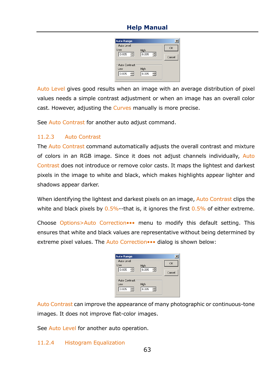 3 auto contrast, 4 histogram equalization, Auto contrast | Histogram equalization | Levenhuk C800 NG Digital Camera, USB 2.0 User Manual | Page 71 / 143