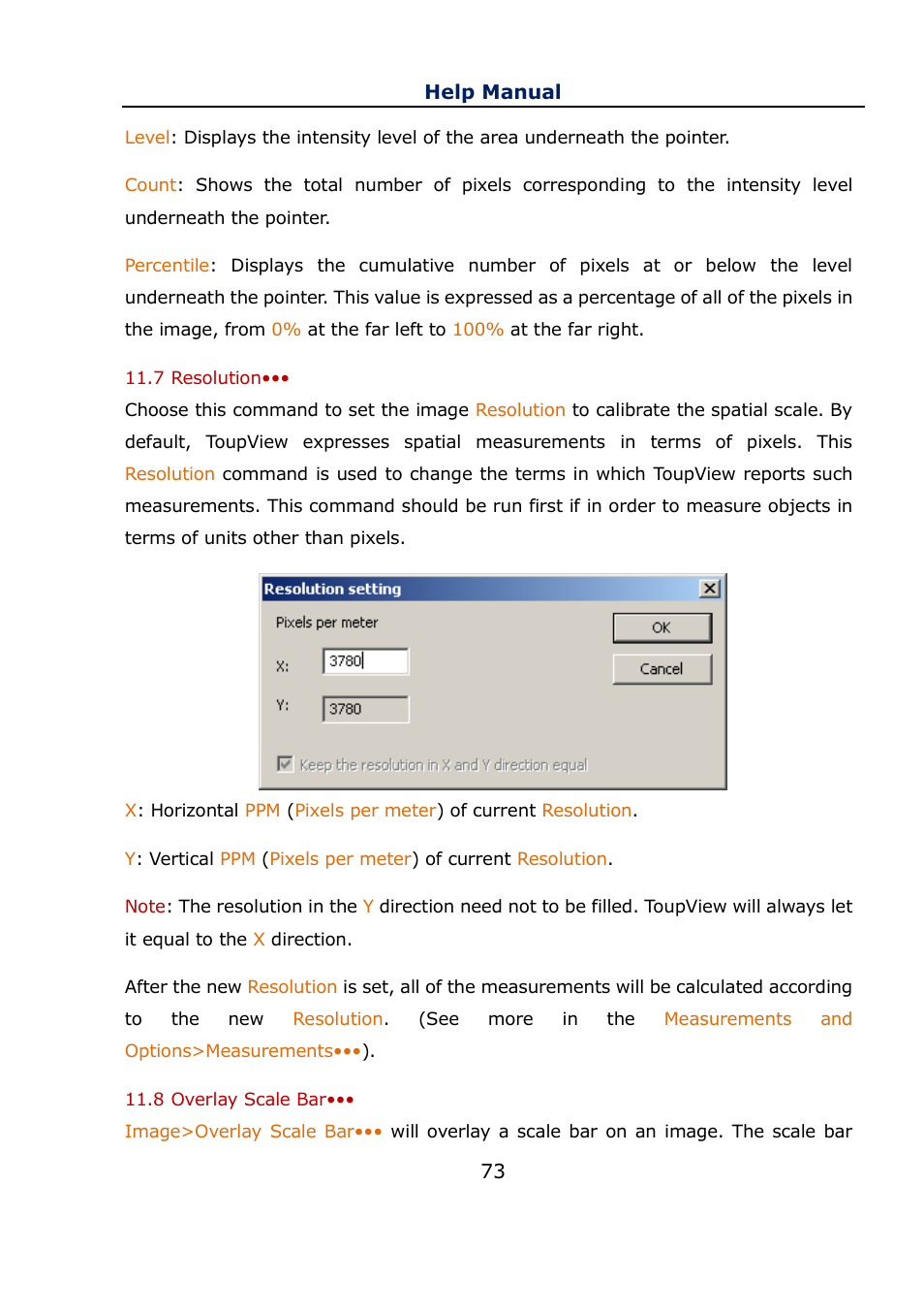 7 resolution, 8 overlay scale bar, Resolution | Overlay scale bar | Levenhuk C800 NG Digital Camera, USB 2.0 User Manual | Page 81 / 143