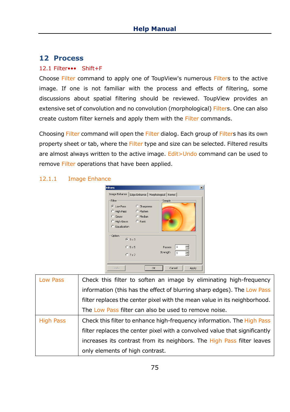 12 process, 1 filter••• shift+f, 1 image enhance | Process, Filter••• shift+f, Image enhance | Levenhuk C800 NG Digital Camera, USB 2.0 User Manual | Page 83 / 143