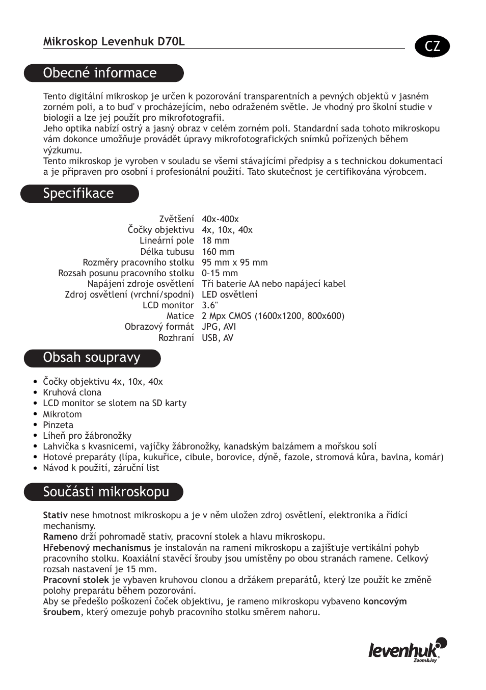 Levenhuk D70L Digital Biological Microscope User Manual | Page 7 / 28