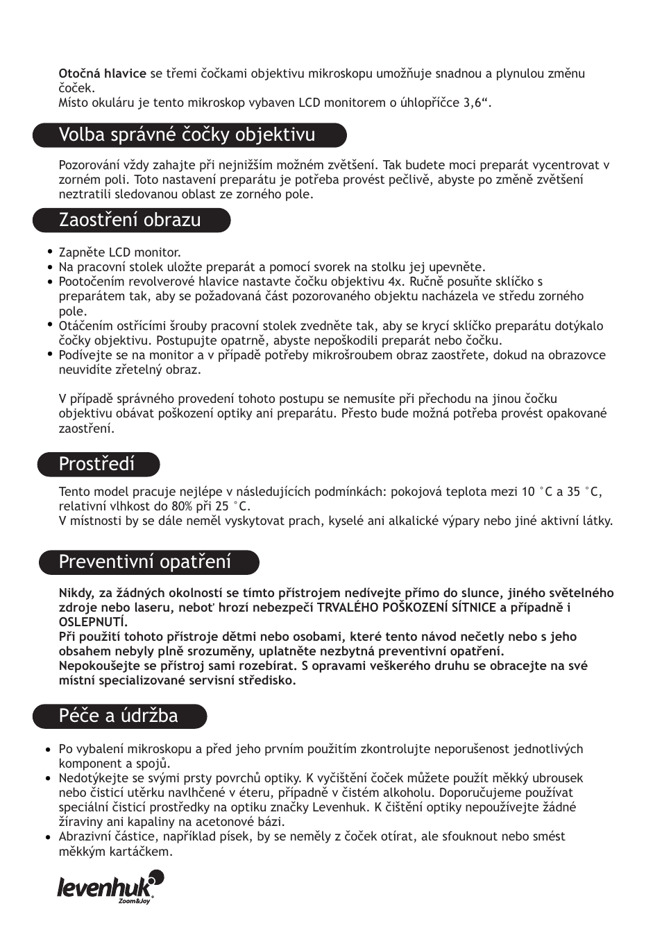 Péče a údržba | Levenhuk D70L Digital Biological Microscope User Manual | Page 8 / 28