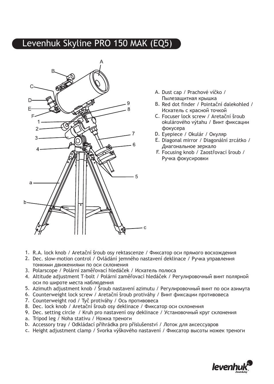 Levenhuk skyline pro 150 mak (eq5) | Levenhuk Skyline PRO 127 MAK Telescope User Manual | Page 5 / 40