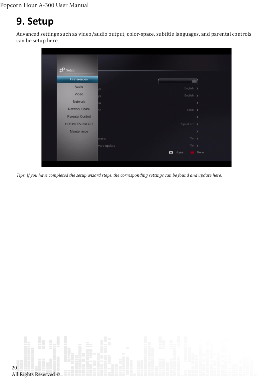 Setup | POPCORN HOUR A-300 User Manual | Page 21 / 80