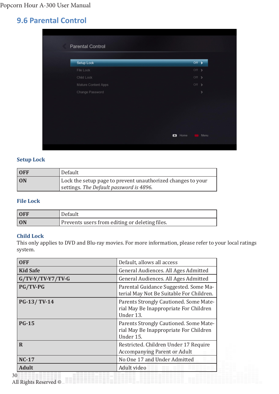 6 parental control | POPCORN HOUR A-300 User Manual | Page 31 / 80