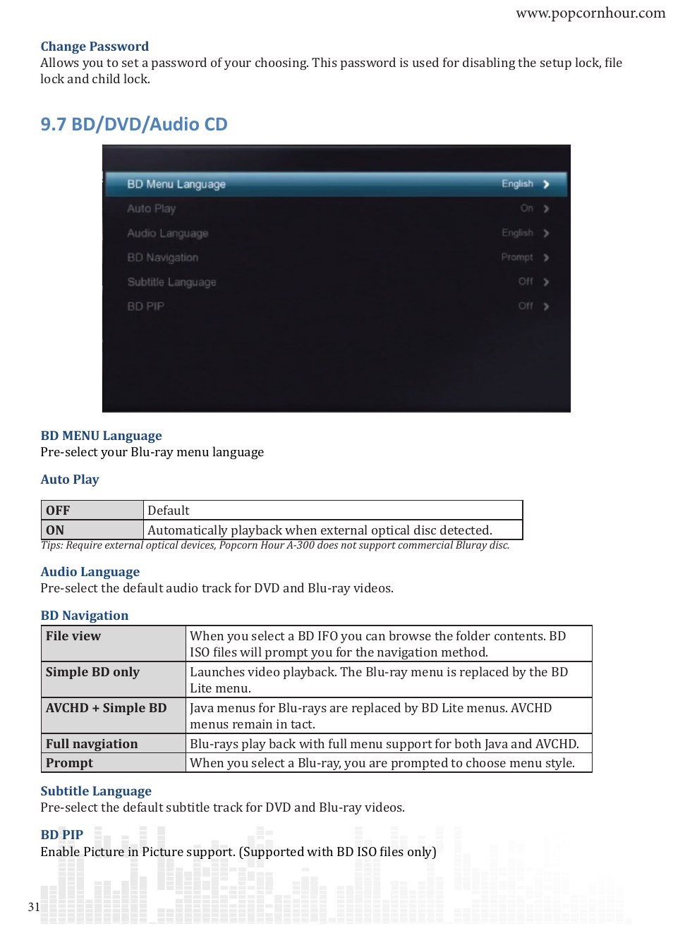 7 bd/dvd/audio cd | POPCORN HOUR A-300 User Manual | Page 32 / 80