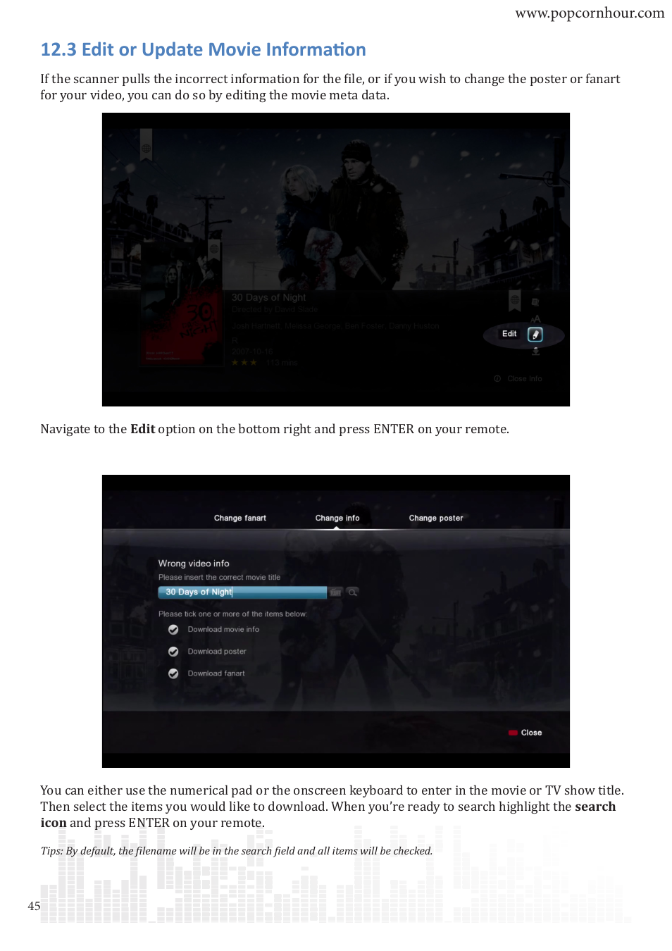 3 edit or update movie information | POPCORN HOUR A-300 User Manual | Page 46 / 80