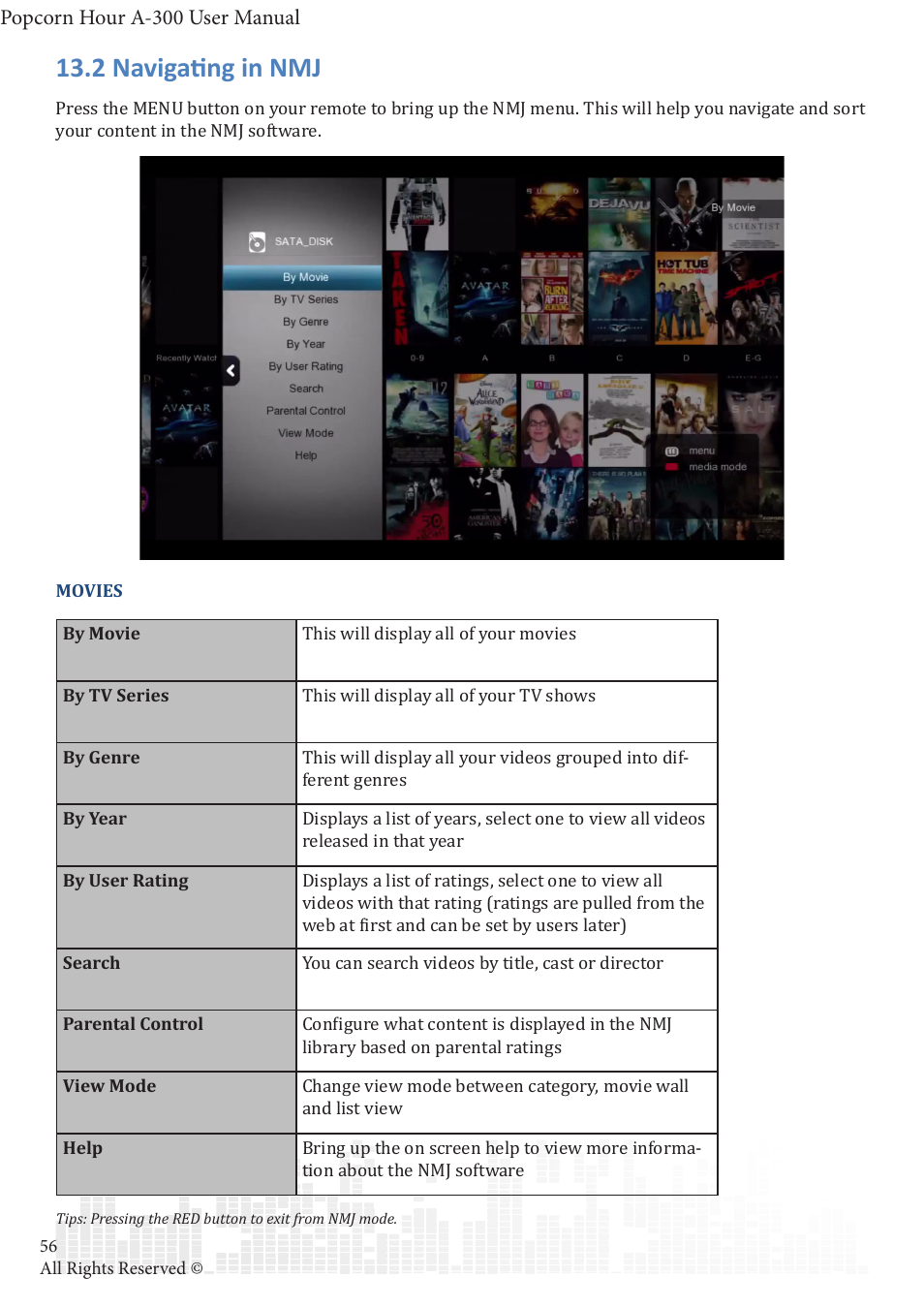 2 navigating in nmj | POPCORN HOUR A-300 User Manual | Page 57 / 80