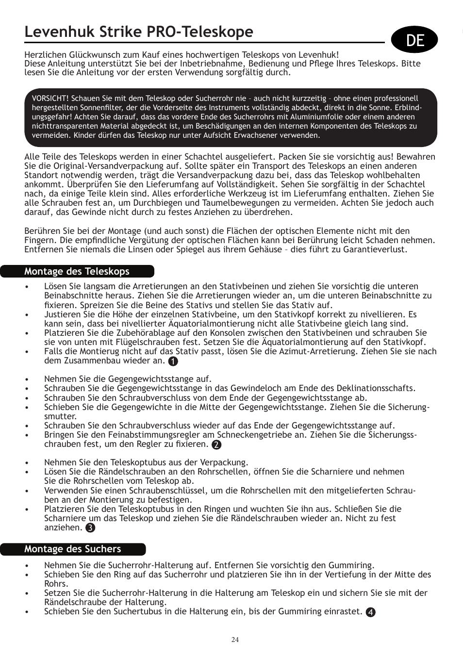 Levenhuk strike pro-teleskope | Levenhuk Strike 1000 PRO Telescope User Manual | Page 26 / 60