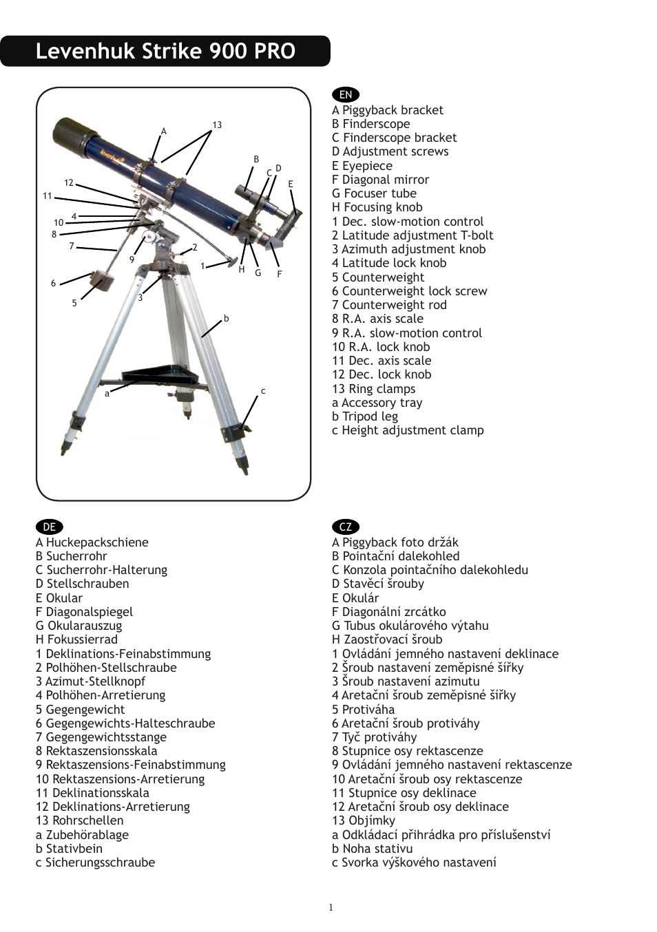 Levenhuk strike 900 pro | Levenhuk Strike 1000 PRO Telescope User Manual | Page 3 / 60