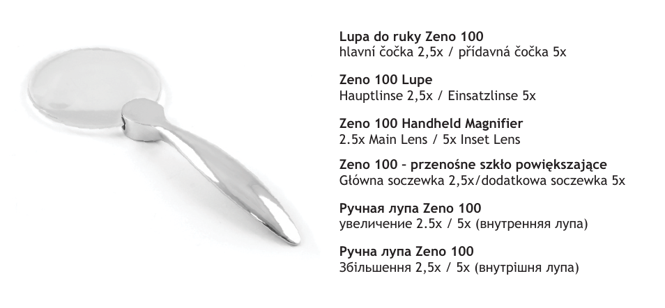 Levenhuk Zeno 100 Magnifier, 2.5/5x, 78/19 mm User Manual | 4 pages