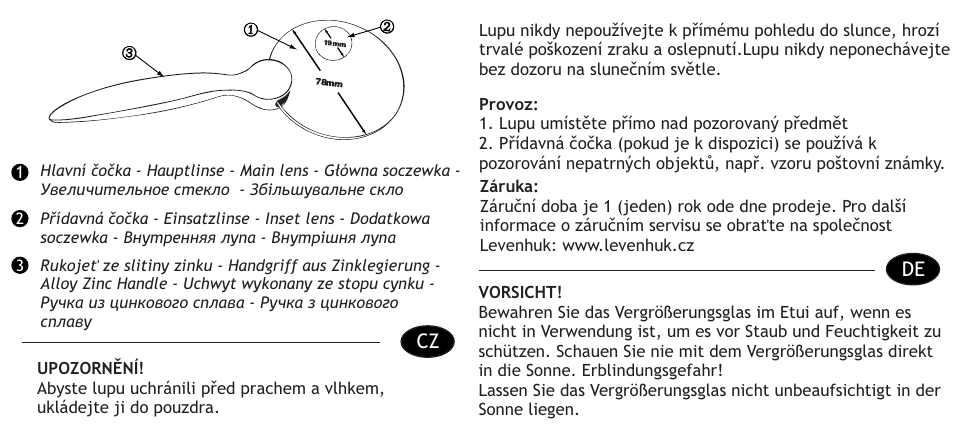 Levenhuk Zeno 100 Magnifier, 2.5/5x, 78/19 mm User Manual | Page 2 / 4