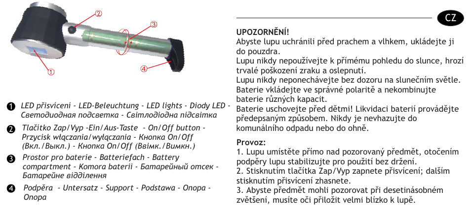 Levenhuk Zeno 700 LED Magnifier, 10x, 30 mm User Manual | Page 2 / 7