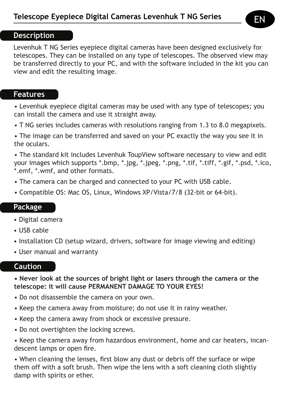 Levenhuk T510 NG Digital Camera User Manual | Page 3 / 28