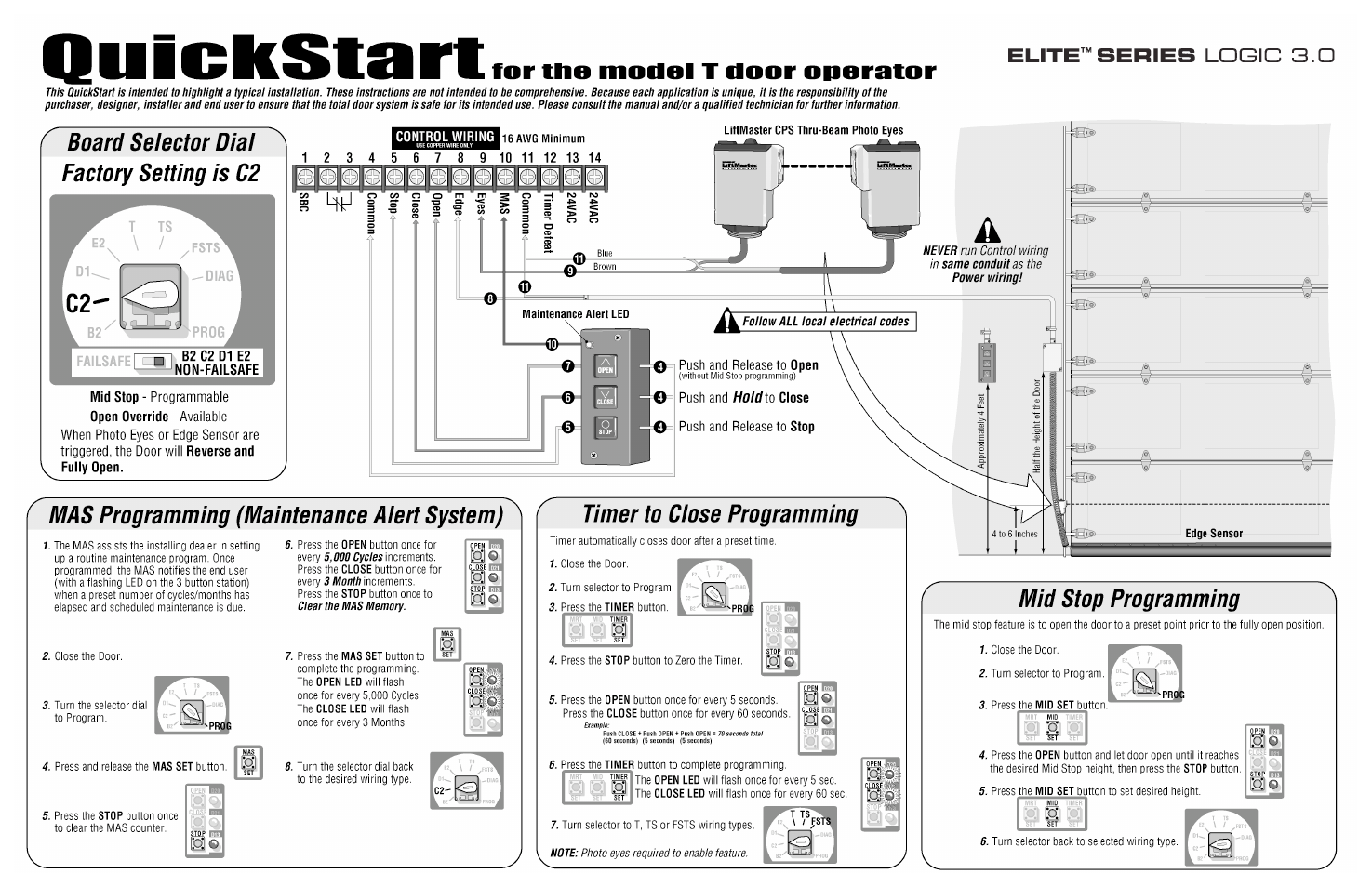 LiftMaster T Industrial-Duty Trolley Operator for Standard Lift Sectional Doors User Manual | 2 pages