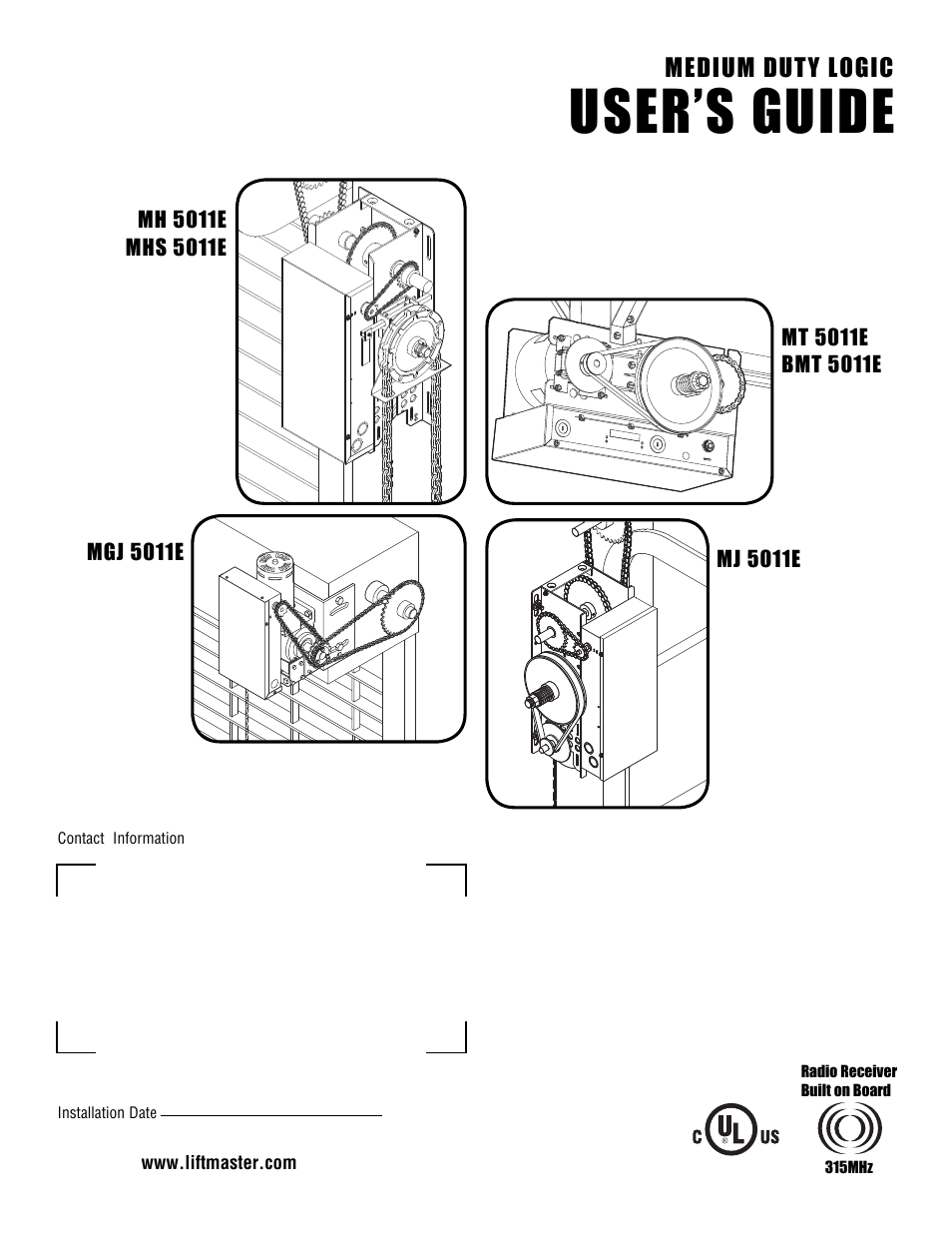 LiftMaster MGJ Medium-Duty Gear-Reduced Jackshaft Operator for Rolling Grilles and Shutters User Manual | 12 pages