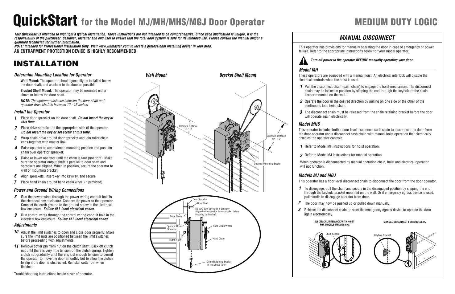 LiftMaster MH Medium-Duty Hoist Operator User Manual | 2 pages