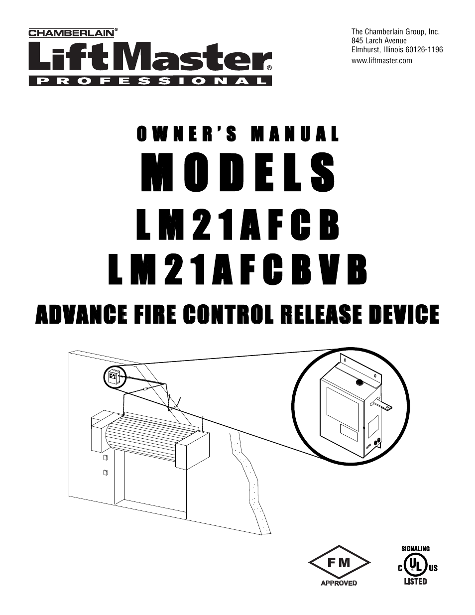 LiftMaster LM21AFCB Advance Fire Control Release Device User Manual | 16 pages