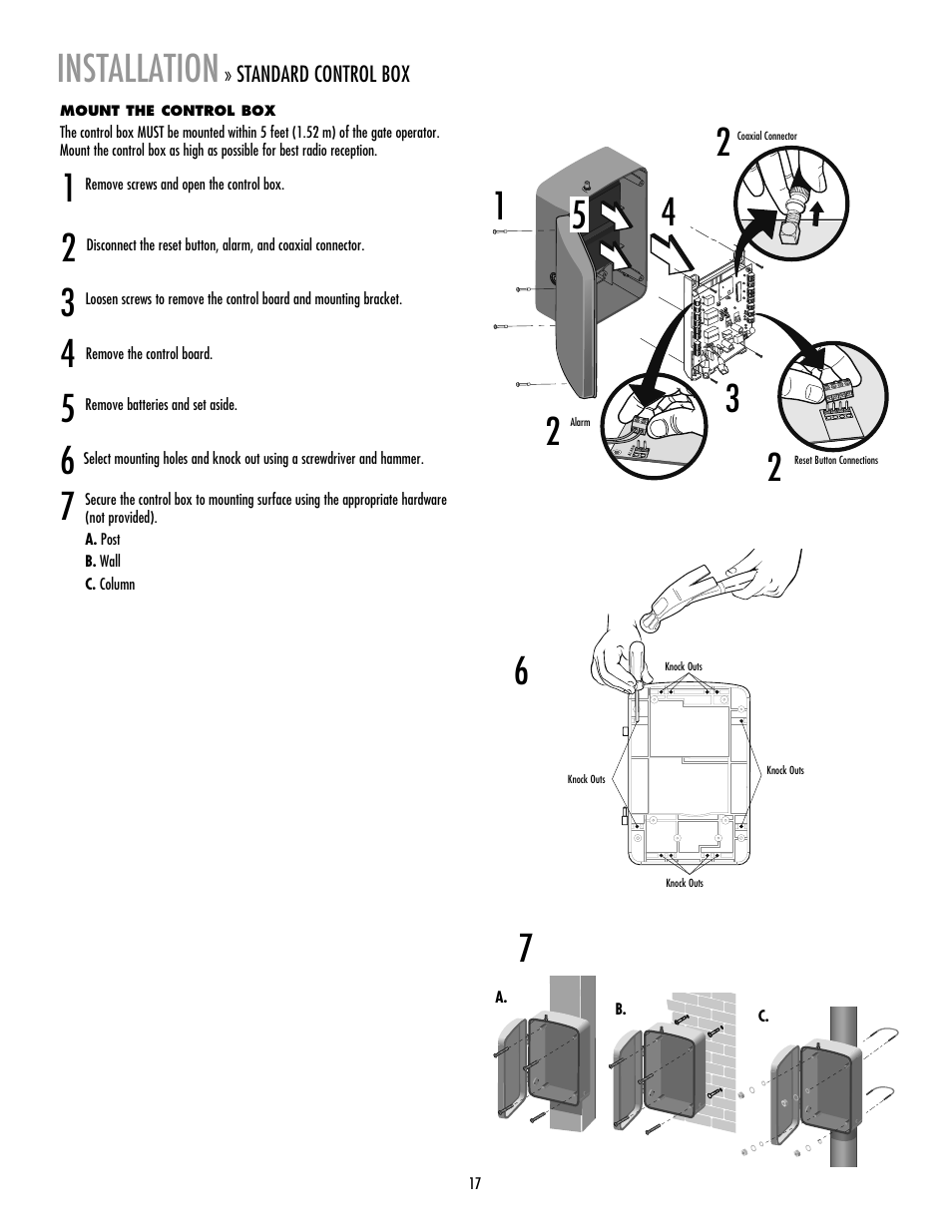 Standard control box | LiftMaster LA412 Solar Powered Residential Gate Operator User Manual | Page 18 / 44