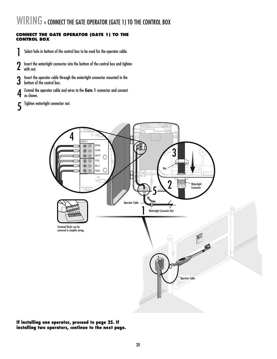 Wiring, 1 2 3 wiring | LiftMaster LA412 Solar Powered Residential Gate Operator User Manual | Page 21 / 44