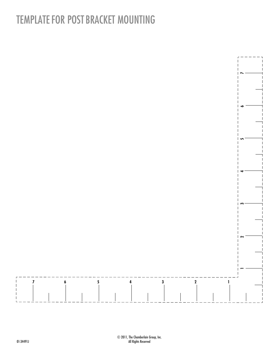 Template for post bracket mounting, Template, For post | Bracket mounting | LiftMaster LA412 Solar Powered Residential Gate Operator User Manual | Page 44 / 44